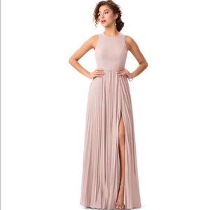 Brand new Azazie Lindie dusty rose maxi pleated dress with tags size 2.